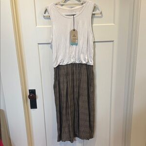 Prana White and Brown Sleeveless Dress